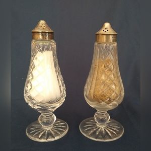 Waterford Crystal Footed Shaker Salt & Pepper Set with Metal Lids
